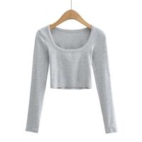 Women's T-shirt Long Sleeve T-shirts Sexy Solid Color sku image 3