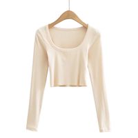 Women's T-shirt Long Sleeve T-shirts Sexy Solid Color sku image 9