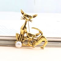 Casual Cat Imitation Pearl Alloy Unisex Brooches main image 2