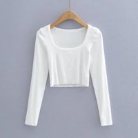 Women's T-shirt Long Sleeve T-shirts Sexy Solid Color sku image 5