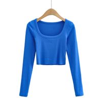 Women's T-shirt Long Sleeve T-shirts Sexy Solid Color sku image 7