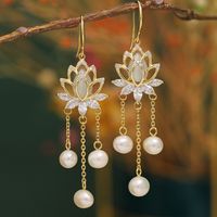 1 Pair Elegant Lady Geometric Flower Bow Knot Inlay Copper Artificial Pearls Zircon Drop Earrings sku image 23