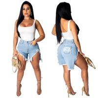 Women's Street Sexy Streetwear Solid Color Knee Length Washed Jeans sku image 1