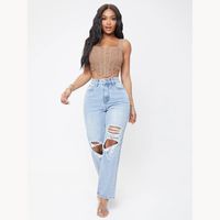 Women's Street Classic Style Solid Color Full Length Washed Ripped Jeans main image 3