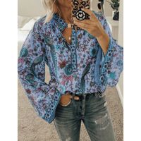 Blouses À Manches Longues Pour Femmes Imprimant Une Fleur De Style Vintage Décontractée main image 2