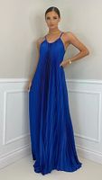 Women's Party Dress Elegant Sexy Pleated Sleeveless Solid Color Maxi Long Dress Banquet main image 3