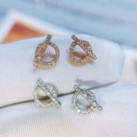 1 Pair Simple Style Round Inlay White Copper Zircon Ear Studs main image 1