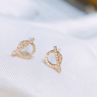 1 Pair Simple Style Round Inlay White Copper Zircon Ear Studs main image 3