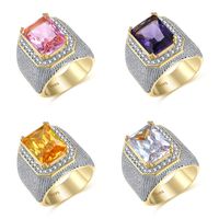 Retro Exaggerated Square Brass Inlay Artificial Gemstones Wide Band Rings main image 1