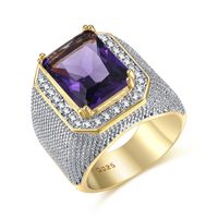 Retro Exaggerated Square Brass Inlay Artificial Gemstones Wide Band Rings sku image 1