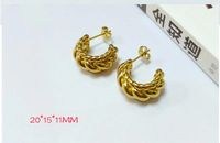 1 Paire Style Simple Forme C Placage Acier Au Titane Boucles D'oreilles sku image 3