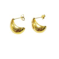 1 Paire Style Simple Forme C Placage Acier Au Titane Boucles D'oreilles main image 2