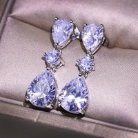 1 Paire Brillant Les Gouttelettes D'eau Placage Incruster Le Cuivre Zircon Boucles D'oreilles main image 4