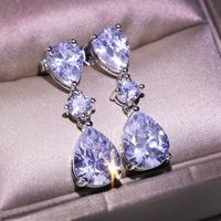 1 Pair Shiny Water Droplets Plating Inlay Copper Zircon Drop Earrings main image 3