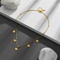 Stainless Steel 18K Gold Plated Elegant Solid Color Solid Color Daisy Earrings Anklet Necklace sku image 3