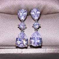 1 Pair Shiny Water Droplets Plating Inlay Copper Zircon Drop Earrings main image 2