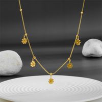 Titanium Steel 18K Gold Plated Elegant Plating Flower Pendant Necklace main image 5