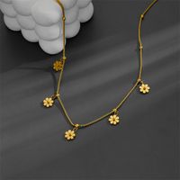 Titanium Steel 18K Gold Plated Elegant Plating Flower Pendant Necklace main image 6