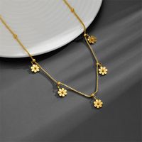 Titanium Steel 18K Gold Plated Sweet Simple Style Daisy Titanium Steel Bracelets Earrings Necklace main image 5