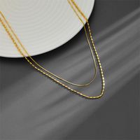 Titanium Steel 18K Gold Plated Simple Style Plating Solid Color Layered Necklaces main image 7
