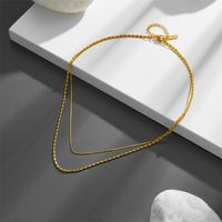 Titanium Steel 18K Gold Plated Simple Style Plating Solid Color Layered Necklaces main image 4