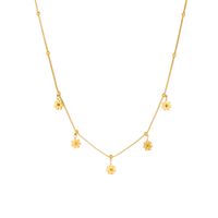 Stainless Steel 18K Gold Plated Elegant Solid Color Solid Color Daisy Earrings Anklet Necklace main image 3