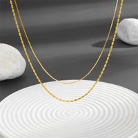 Titanium Steel 18K Gold Plated Simple Style Plating Solid Color Layered Necklaces main image 8