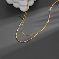 Titanium Steel 18K Gold Plated Simple Style Plating Solid Color Layered Necklaces main image 6