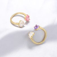 Style Simple Forme De Cœur Le Cuivre Émail Placage Incruster Zircon Plaqué Or 18k Anneaux main image 8