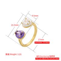 Simple Style Heart Shape Copper Enamel Plating Inlay Zircon 18k Gold Plated Rings main image 9