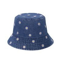 Women's Simple Style Heart Shape Flower Embroidery Flat Eaves Bucket Hat sku image 6