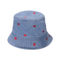 Women's Simple Style Heart Shape Flower Embroidery Flat Eaves Bucket Hat sku image 2