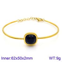 Retro Simple Style Square Titanium Steel 18K Gold Plated Gem Glass Stone Bracelets In Bulk sku image 2