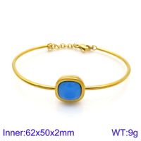 Retro Simple Style Square Titanium Steel 18K Gold Plated Gem Glass Stone Bracelets In Bulk sku image 6