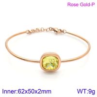 Retro Simple Style Square Titanium Steel 18K Gold Plated Gem Glass Stone Bracelets In Bulk sku image 15