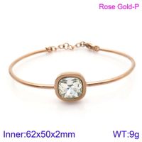 Retro Simple Style Square Titanium Steel 18K Gold Plated Gem Glass Stone Bracelets In Bulk sku image 16