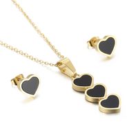 Titanium Steel 18K Gold Plated Cute Vacation Heart Shape Jewelry Set sku image 3