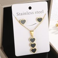 Titanium Steel 18K Gold Plated Cute Vacation Heart Shape Jewelry Set main image 7