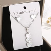 Titanium Steel 18K Gold Plated Cute Vacation Heart Shape Jewelry Set main image 8