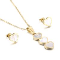Titanium Steel 18K Gold Plated Cute Vacation Heart Shape Jewelry Set sku image 4