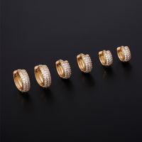 1 Pair Hip-Hop Luxurious Shiny Round Plating Inlay Copper Zircon K Gold Plated Hoop Earrings main image 1
