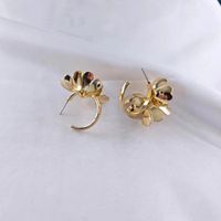 1 Pair Elegant Flower Plating Metal Ear Studs main image 4