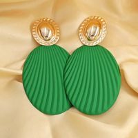 1 Pair Exaggerated Modern Style Geometric Oval Plating Iron Earrings main image 2