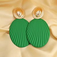 1 Pair Exaggerated Modern Style Geometric Oval Plating Iron Earrings sku image 1