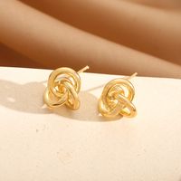 1 Pair Simple Style Knot Plating Copper Ear Studs main image 1