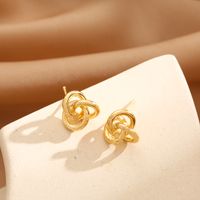 1 Pair Simple Style Knot Plating Copper Ear Studs main image 5