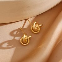 1 Pair Simple Style Knot Plating Copper Ear Studs main image 2