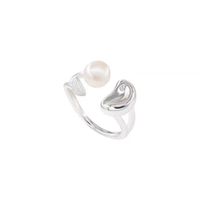 Retro Simple Style U Shape Freshwater Pearl Copper Open Rings In Bulk main image 4