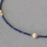 Classic Style Geometric Freshwater Pearl Lapis Lazuli Brass Wholesale Necklace main image 3