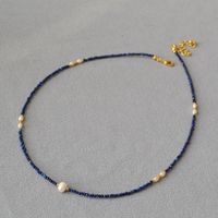 Classic Style Geometric Freshwater Pearl Lapis Lazuli Brass Wholesale Necklace main image 2